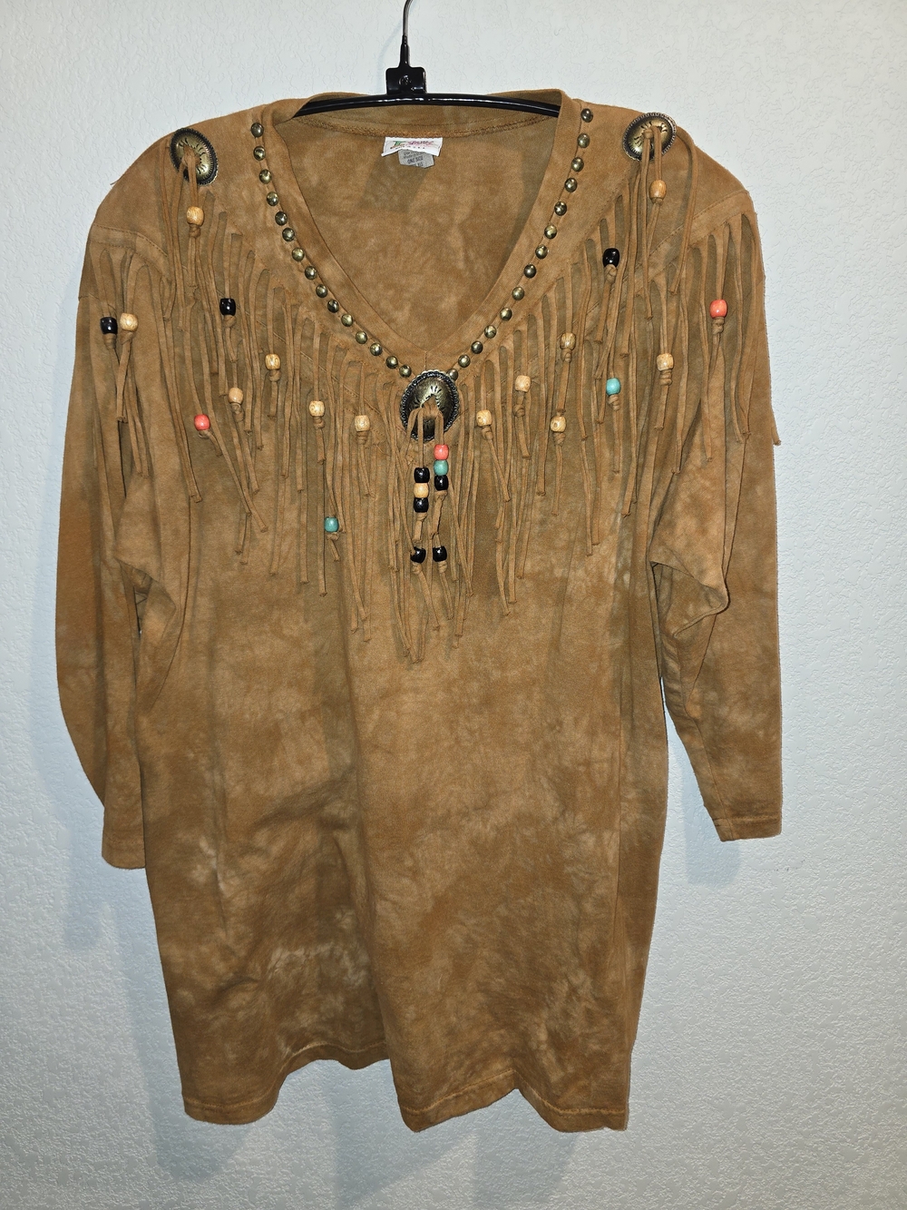 Vintage Cactus California Western Fringe Beaded Concho Top - One Size